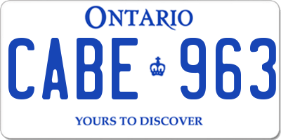 ON license plate CABE963