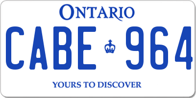 ON license plate CABE964