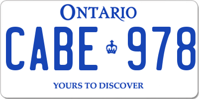 ON license plate CABE978