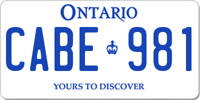 ON license plate CABE981