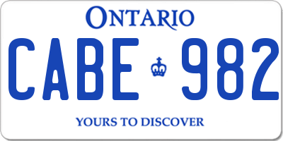 ON license plate CABE982