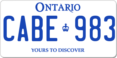 ON license plate CABE983