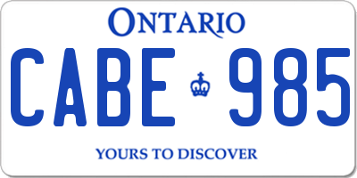 ON license plate CABE985