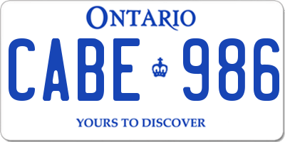 ON license plate CABE986