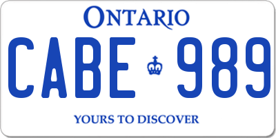 ON license plate CABE989