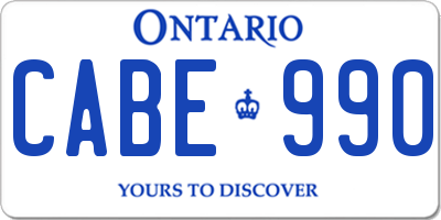 ON license plate CABE990