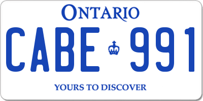 ON license plate CABE991