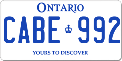 ON license plate CABE992