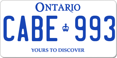 ON license plate CABE993