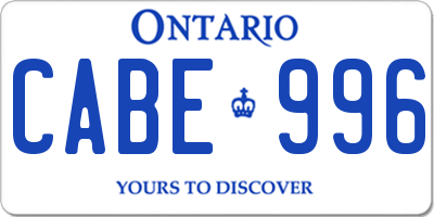 ON license plate CABE996