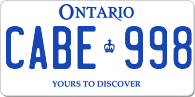 ON license plate CABE998