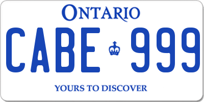 ON license plate CABE999