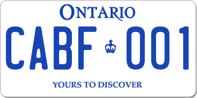 ON license plate CABF001