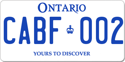 ON license plate CABF002