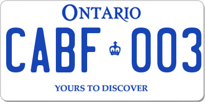 ON license plate CABF003