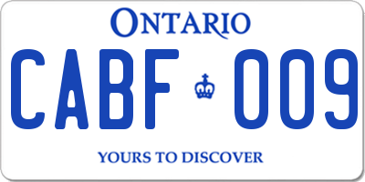 ON license plate CABF009