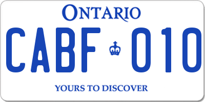 ON license plate CABF010