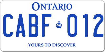 ON license plate CABF012