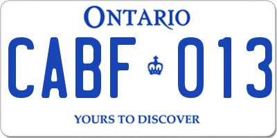 ON license plate CABF013