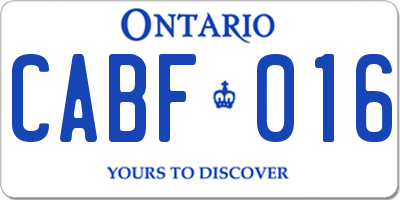 ON license plate CABF016