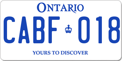 ON license plate CABF018