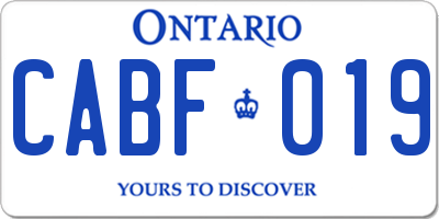 ON license plate CABF019