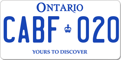 ON license plate CABF020