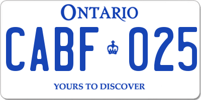 ON license plate CABF025