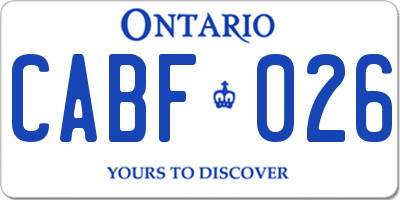 ON license plate CABF026