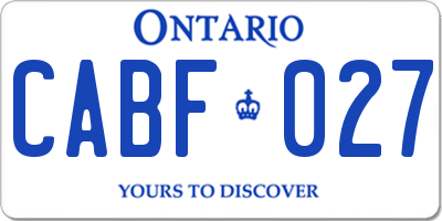 ON license plate CABF027