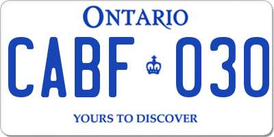 ON license plate CABF030