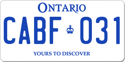 ON license plate CABF031