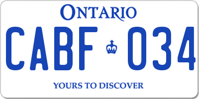 ON license plate CABF034