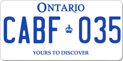 ON license plate CABF035