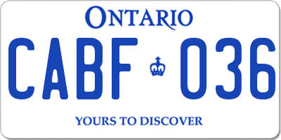 ON license plate CABF036