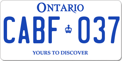 ON license plate CABF037