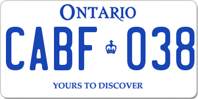 ON license plate CABF038