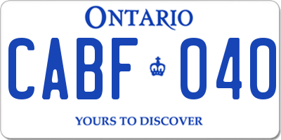 ON license plate CABF040