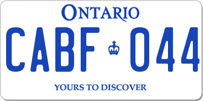 ON license plate CABF044