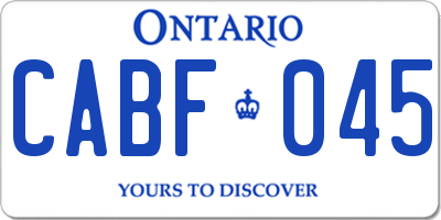 ON license plate CABF045