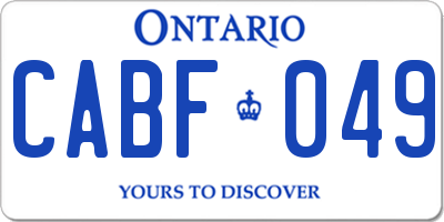 ON license plate CABF049