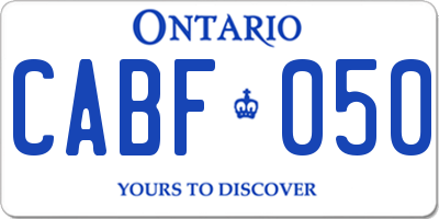 ON license plate CABF050