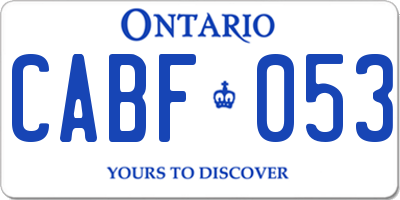 ON license plate CABF053