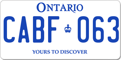 ON license plate CABF063