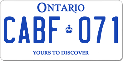 ON license plate CABF071