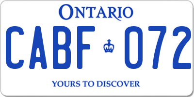 ON license plate CABF072