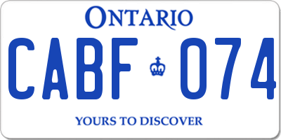 ON license plate CABF074