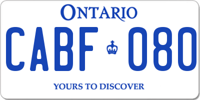 ON license plate CABF080