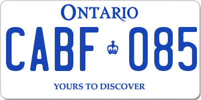 ON license plate CABF085