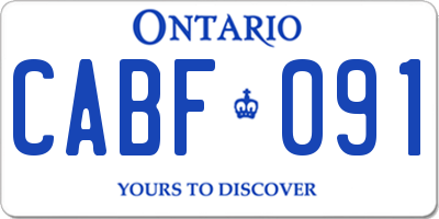 ON license plate CABF091